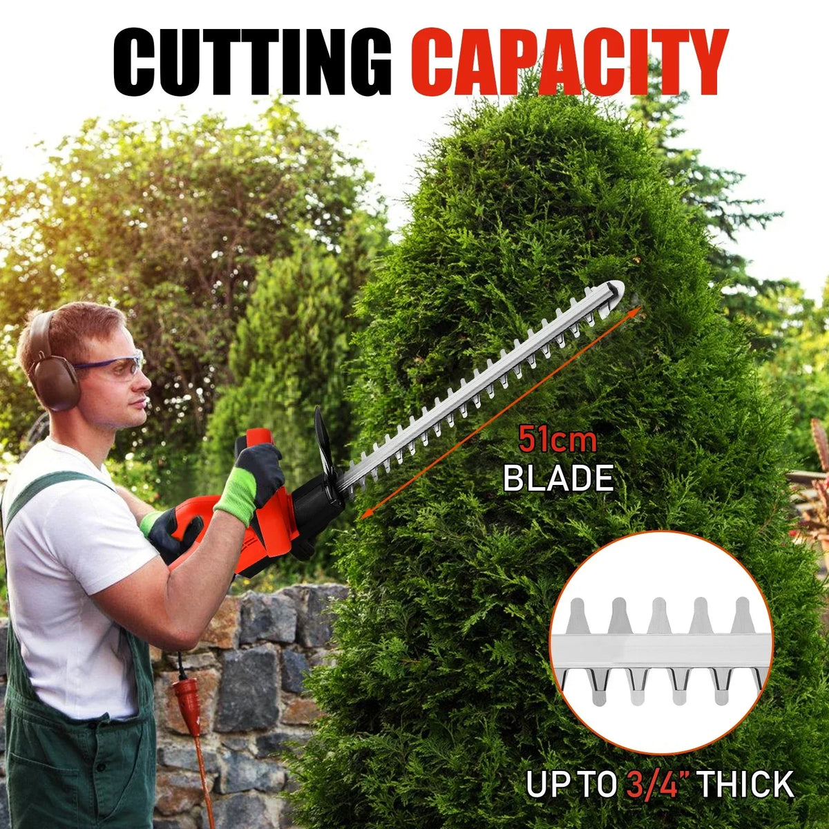 Brushless Cordless Hedge Trimmer Tree Branch Cutter Tool with 2Battery & Charger — alternate product view 10