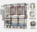 Clothes Rail Rack Garment Hanging Stand Shoe Storage Shelf Open Wardrobe — on a clean white background
