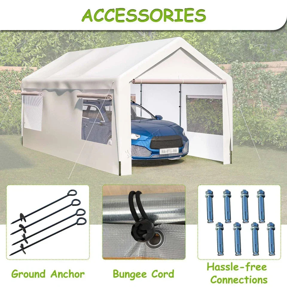 Carport 10x20ft Car Canopy Garage UV-Proof Waterproof SUV Boat Heavy Duty White — alternate product view 9