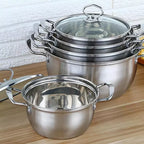 Stainless-Steel Cookware Set with Glass Lids — Silver — alternate product view 4