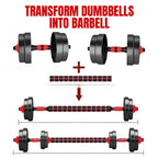 20kg Dumbbells Barbell Set with Connecting Rod — on a clean white background