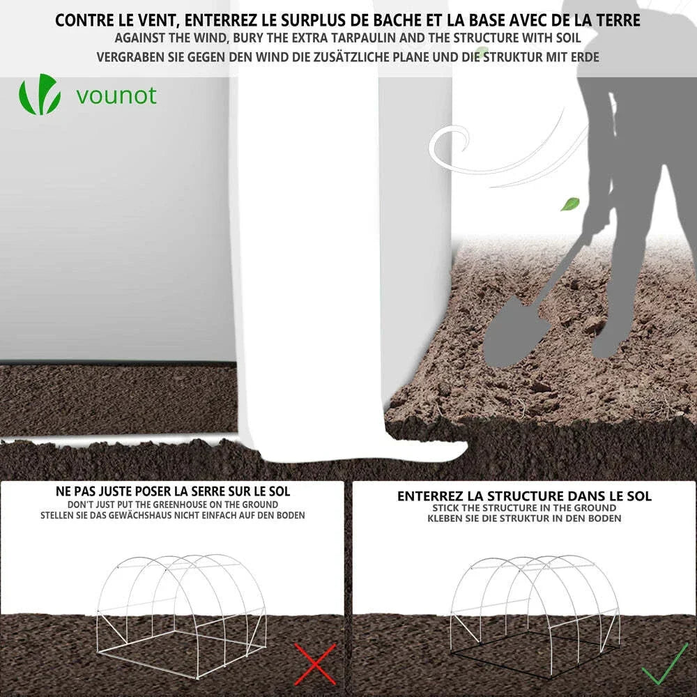 Polytunnel Greenhouse Grow House with Roll-up Side Walls, 3x2x2m 6m² — alternate product view 6
