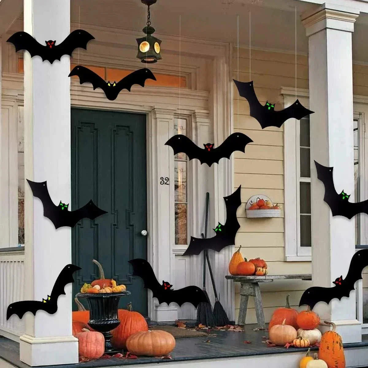 12PCS Halloween Hanging Bats, Halloween Flying Bat Hanging Decorations — alternate product view 2
