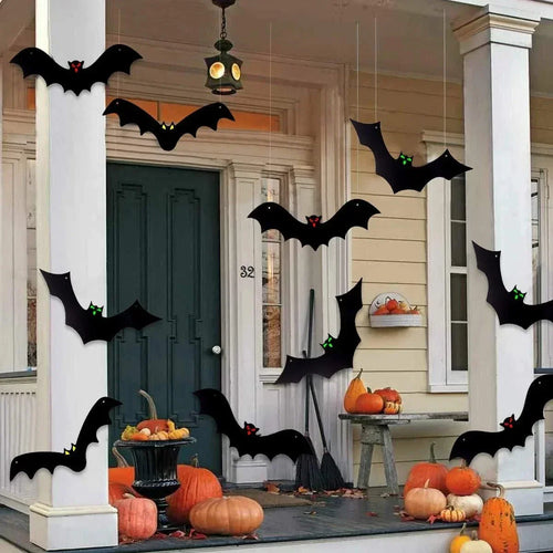 12PCS Halloween Hanging Bats, Halloween Flying Bat Hanging Decorations — alternate product view 2