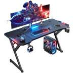 Gaming Desk LED RGB Computer Table Workstation w/ Cup Holder & Headphone Hook — on a clean white background