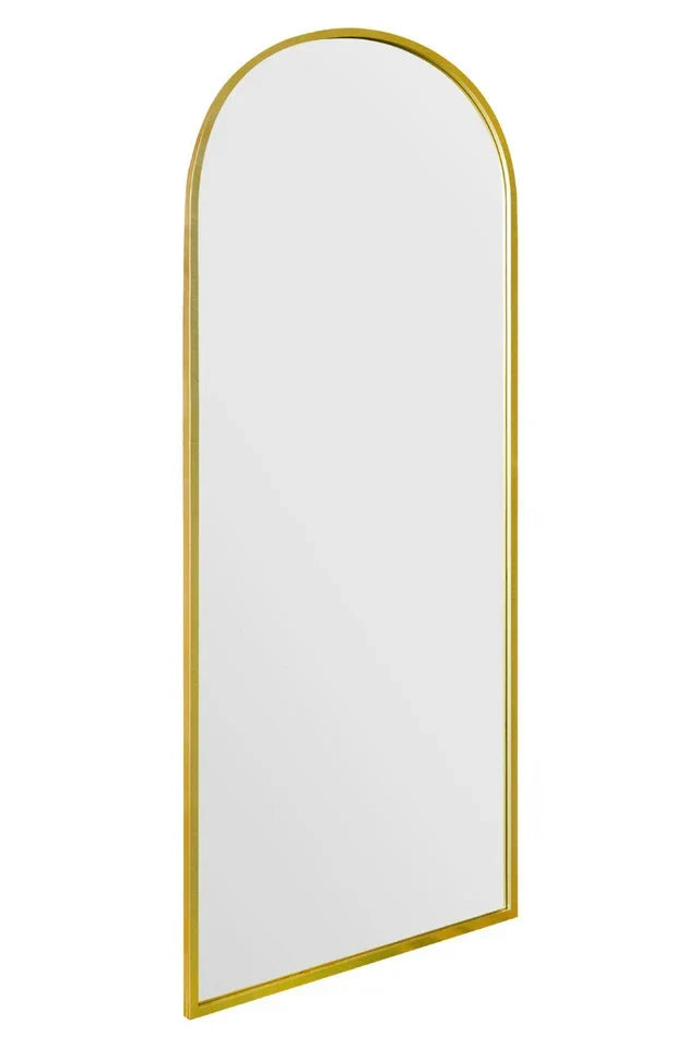 The Arcus New Extra Large Gold Framed Arched Mirror - 71" X 24" 180 x 60cm — on a clean white background