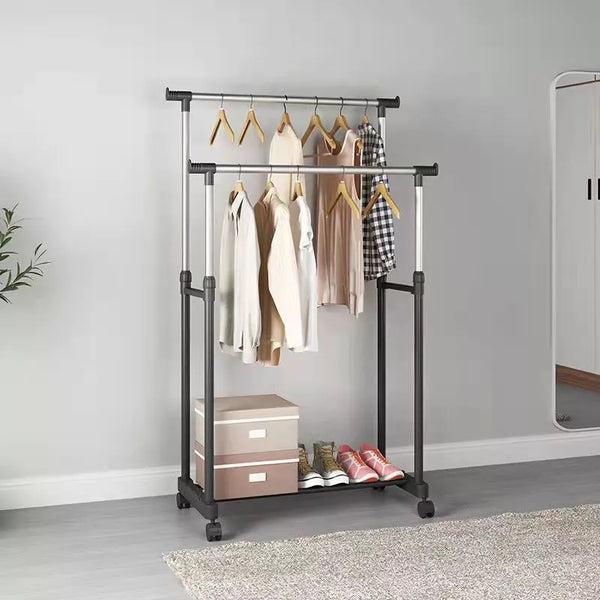 Metal Clothes Rail Storage Garment Shelf Hanging Display Stand Rack — Double Clothes Rails — product view