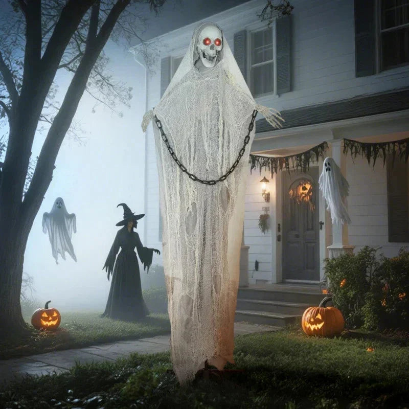 6' Halloween Animated Grim Reaper Skeleton, Glowing Eyes — alternate product view 8