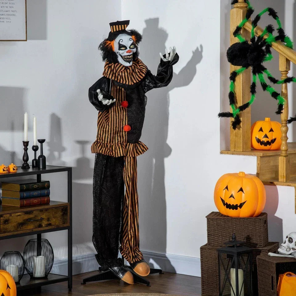 67" Animated Prop Circus Clown, Indoor Outdoor Halloween Decorations — alternate product view 2