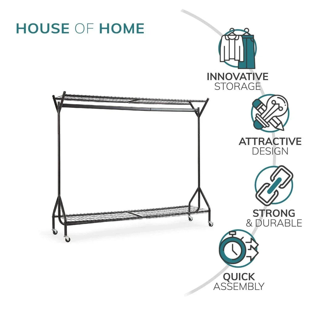 Mobile Clothes Rail with Top & Shoe Shelves — 4 ft, 5 ft & 6 ft — alternate product view 4