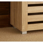 2 Door Shoe Storage Cabinet Rack Stand Cupboard Oak Wooden Slatted Doors Oslo — alternate product view 3