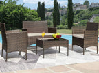 4pcs Rattan Outdoor Garden Furniture Sofa Set Table & Chairs — alternate product view 2