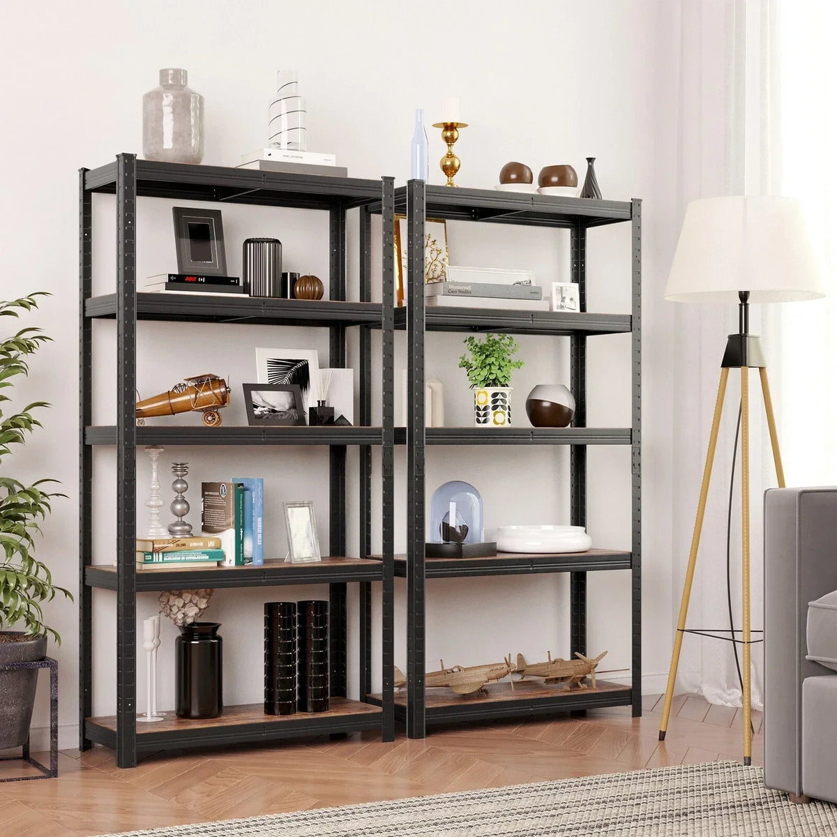 Shelving Unit 650kg Load Capacity Industrial Adjustable Rustic Brown — alternate product view 2