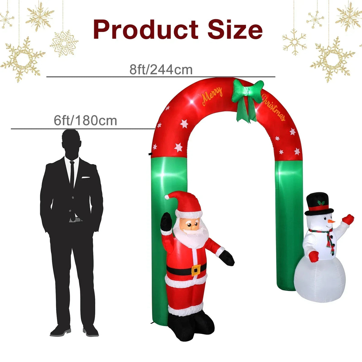 2.4M Christmas Arch Inflatable with Santa & Snowman & LED Lights Outdoor Decor — alternate product view 4
