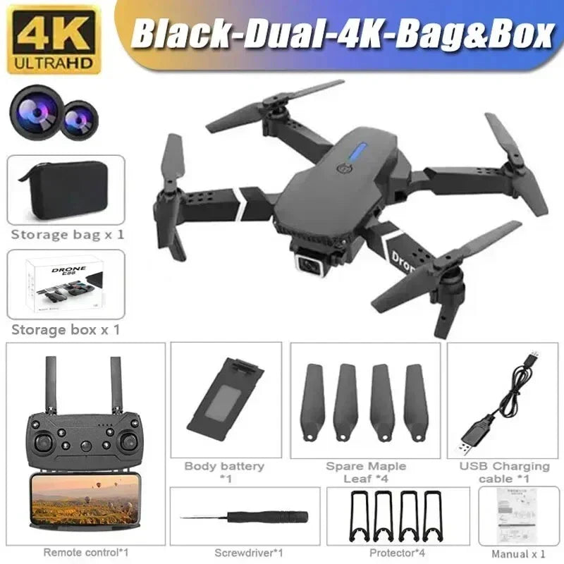 2024 Drone RC Drones Pro 4K HD Camera GPS WIFI FPV Quadcopter Foldable Bag Gifts — Black — product view