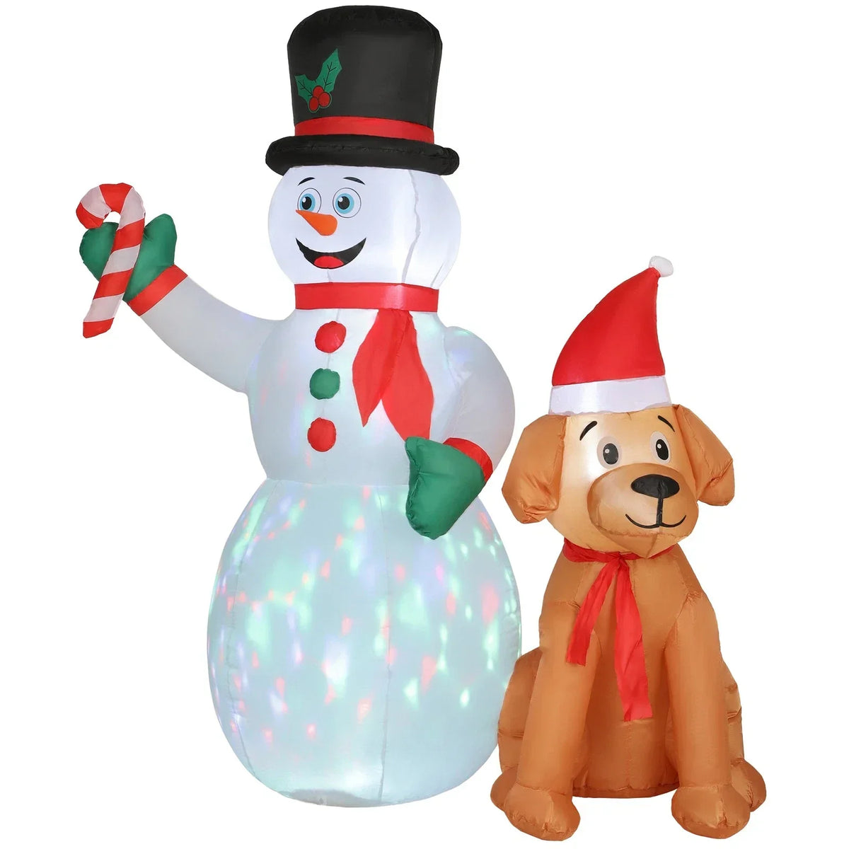 6FT Christmas Inflatables Snowman & Dog for Indoor Outdoor Decor — on a clean white background