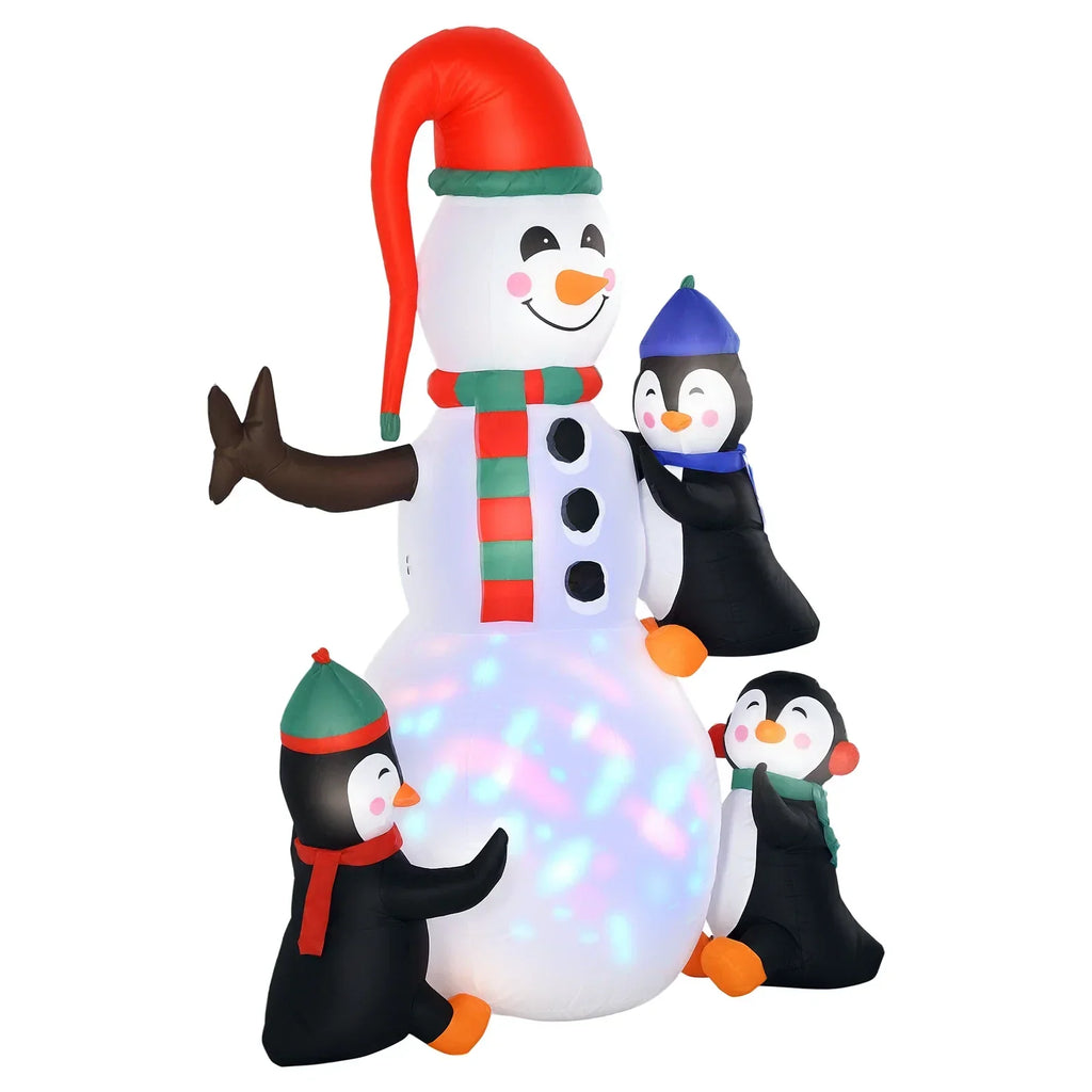 6ft Inflatable Christmas Decoration Snowman Three Penguins LED Lighted Outdoor — on a clean white background