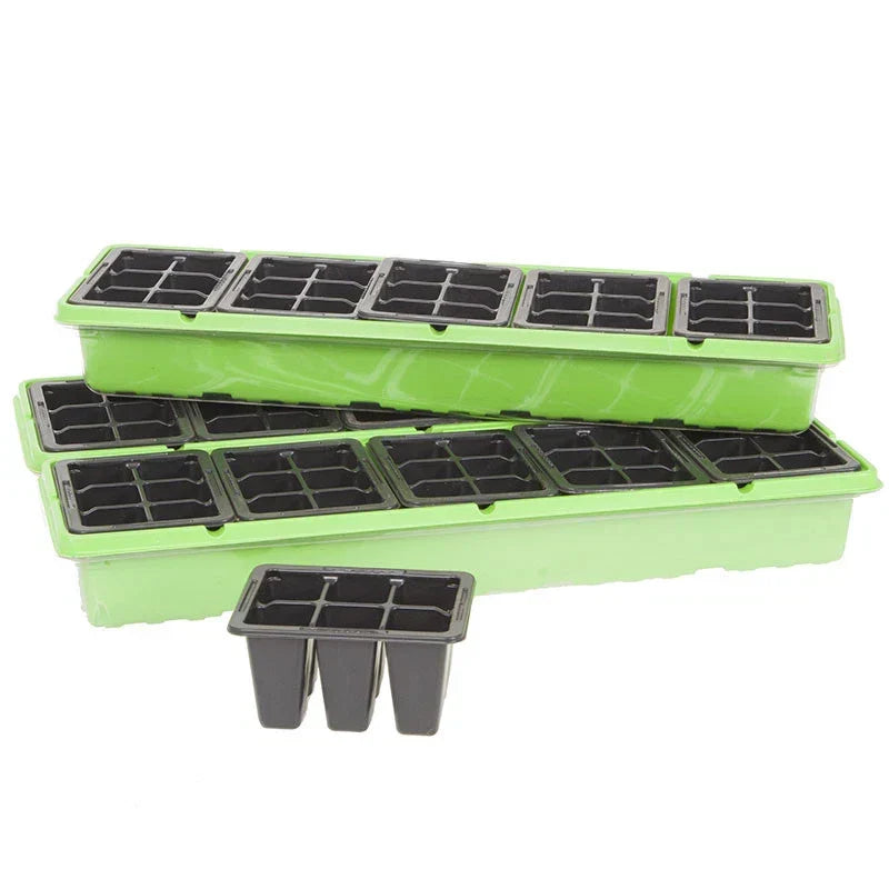 Windowsill Propagator Kit, Indoor Greenhouse, Set of 3, For 90 Plants, Reusable — on a clean white background