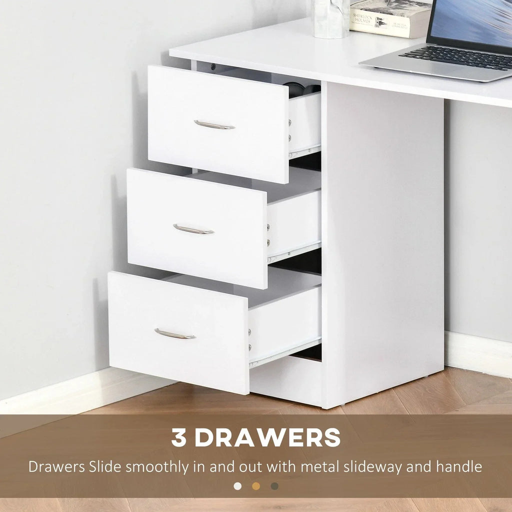 120cm Computer Desk PC Table Workstation w/ 3 Shelf & Drawers White — alternate product view 5
