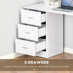 120cm Computer Desk PC Table Workstation w/ 3 Shelf & Drawers White — alternate product view 5