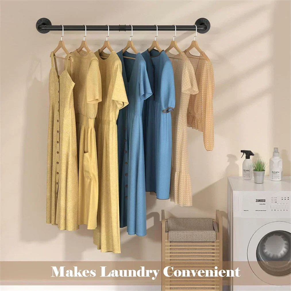 2X Super Strong Bearing Metal Pipe Clothes Rack Clothes Hanger Pole Garment Bar — alternate product view 3