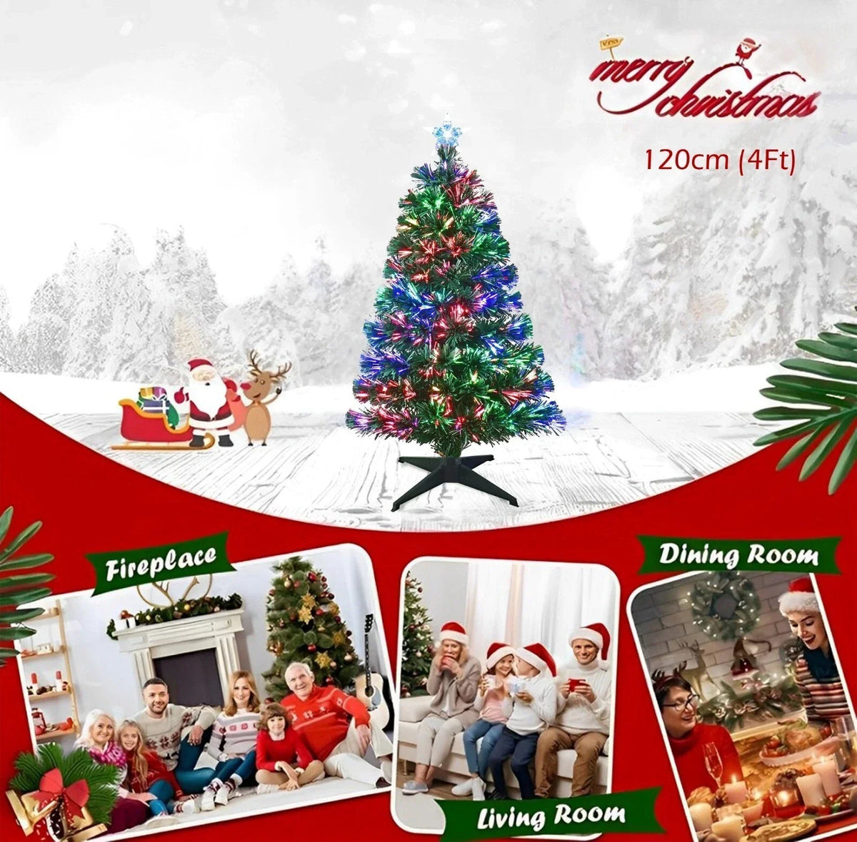 Christmas Tree Fibre Optic Artificial Colour Changing Xmas decor 4FT 5FT — alternate product view 5