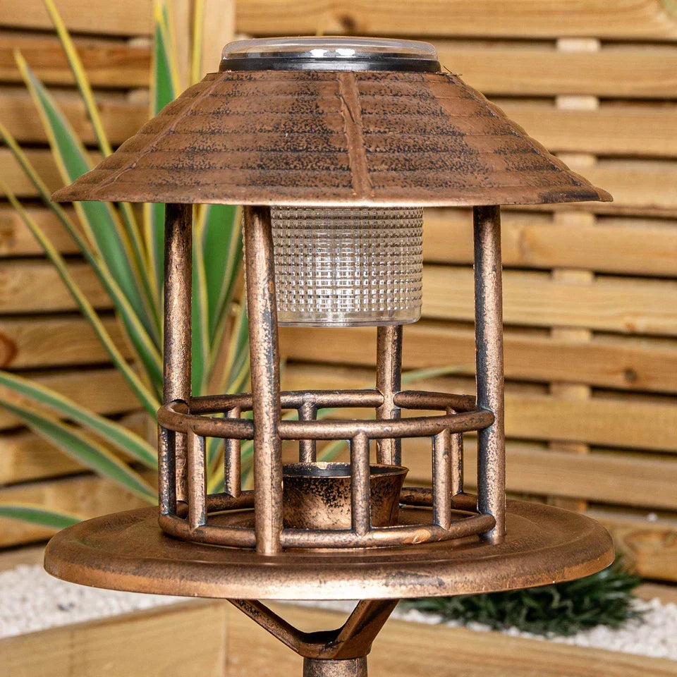 110cm Bronze Effect Resin Garden Bird Bath & Table with Solar Light — alternate product view 4