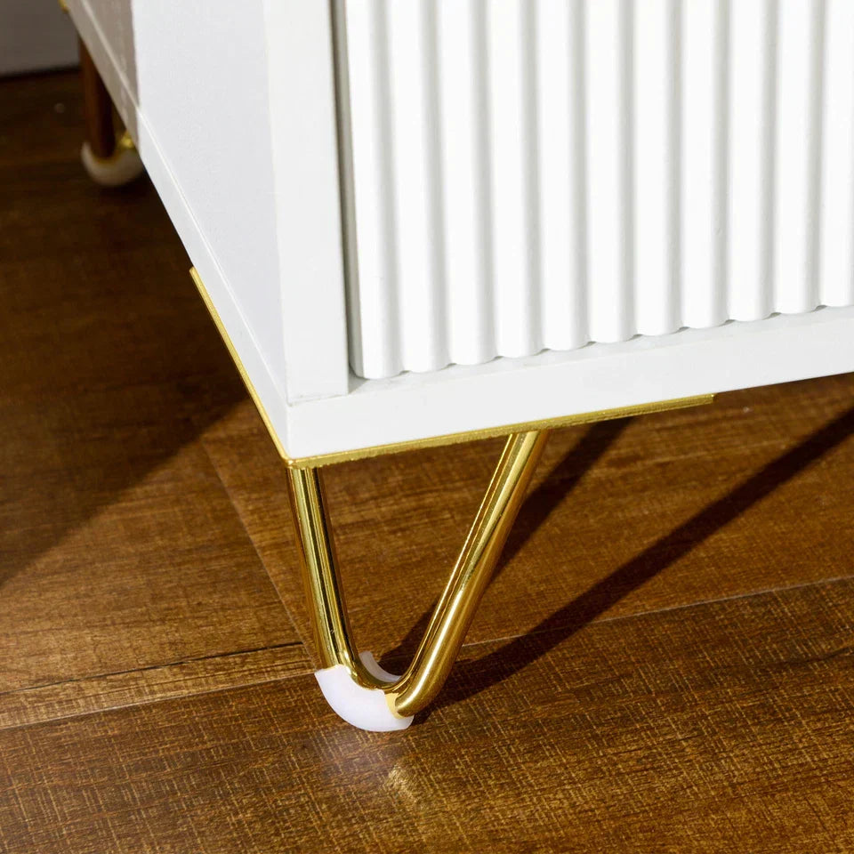 Bedside Table with 2 Drawers Gold Legs Side Table Nightstand Bedroom Furniture — alternate product view 6
