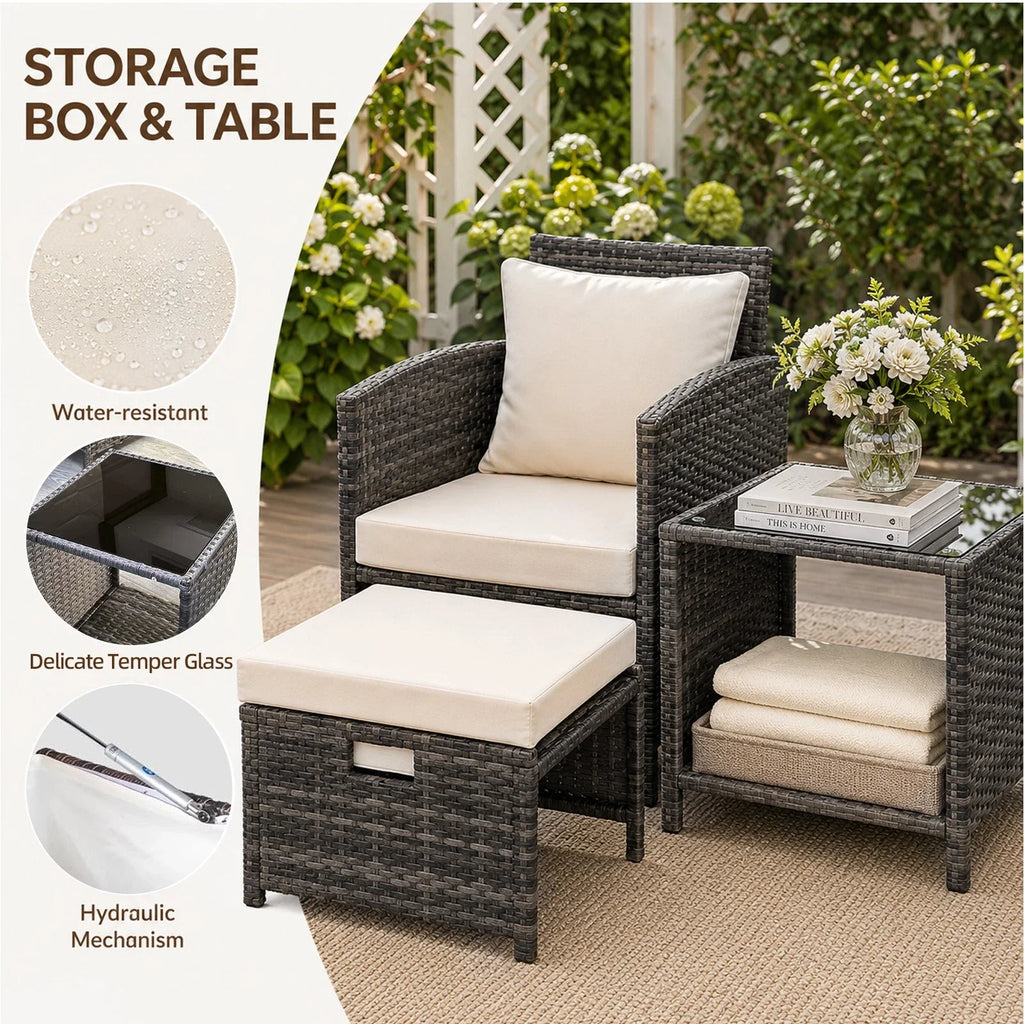 5 Piece Rattan Garden Furniture Patio Sofa Chairs Table Outdoor Conservatory Set — alternate product view 9