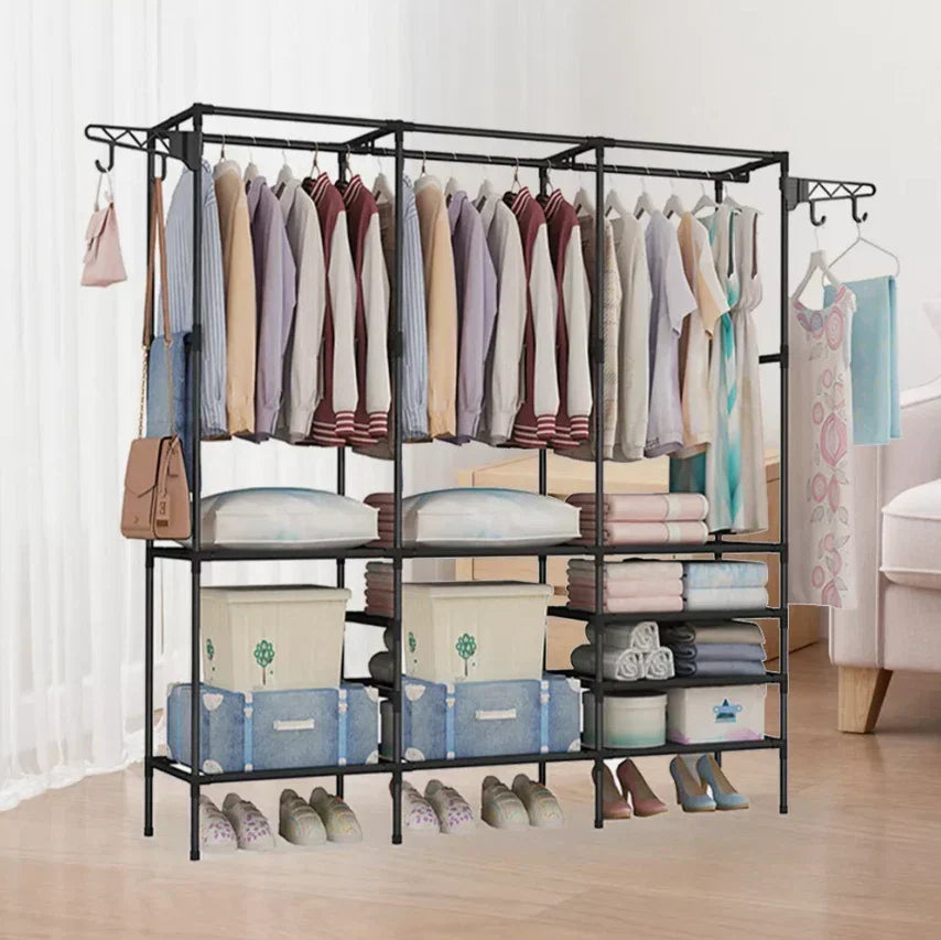 Clothes Rail Rack Garment Hanging Stand Shoe Storage Shelf Open Wardrobe — alternate product view 4