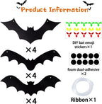 12PCS Halloween Hanging Bats, Halloween Flying Bat Hanging Decorations — on a clean white background