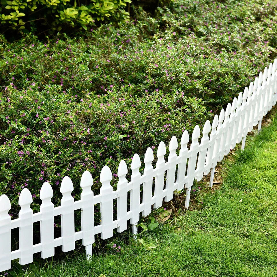 4,8,12 PCS White Plastic Picket Fencing Wooden Effect Lawn Border Edge Garden Edging — alternate product view 2