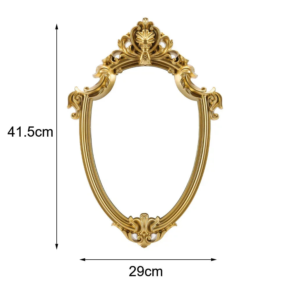 Vintage Ornate Gold Wall Mirror Baroque Carved Framed Hanging Decorative Mirror — on a clean white background