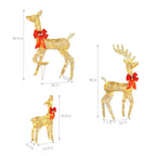 Set of 3 Pre lit Reindeer Deer Family LED Lights Outdoor Garden Xmas Decoration — on a clean white background