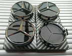 4 x Black Mercedes Benz 75mm Alloy Wheel Centre Caps AMG A B C E S M Class Hub — alternate product view 3