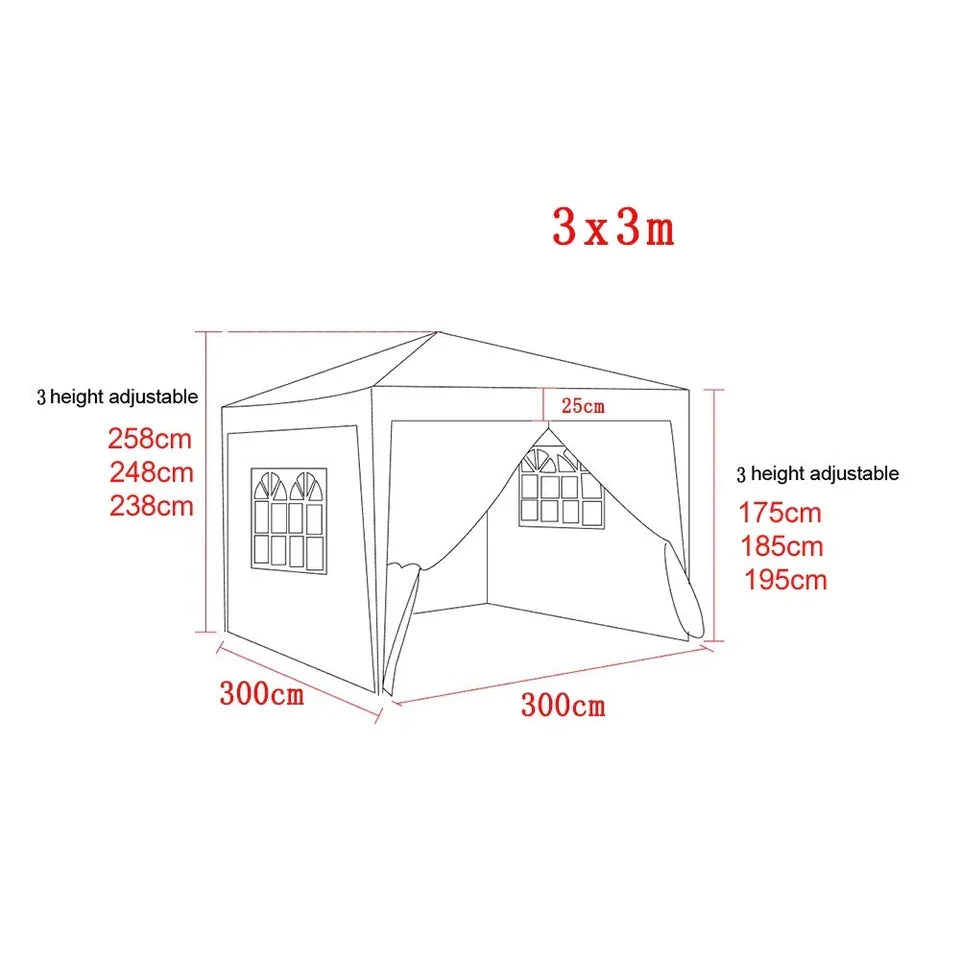 3x3M Heavy Duty Gazebo Marquee Popup Water- proof Garden Party Tent 4 WallSides — alternate product view 13