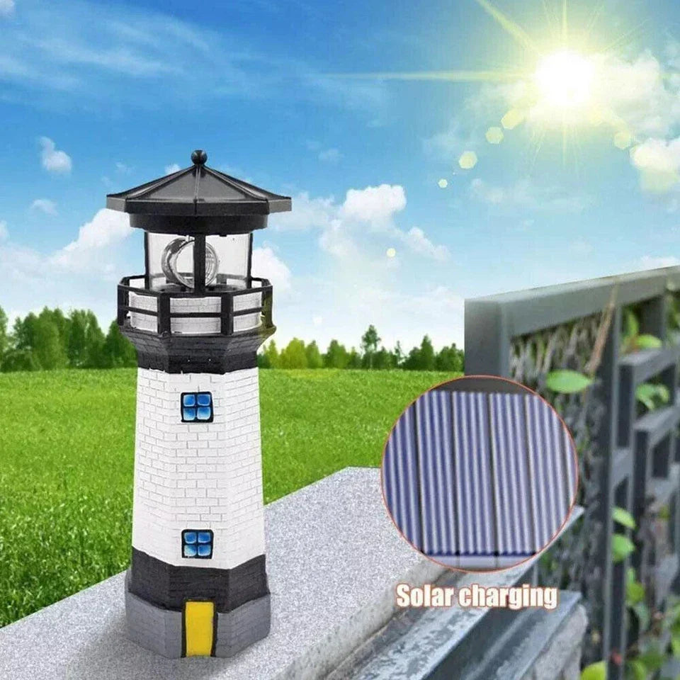 Solar Powered Lighthouse Rotating Led Garden Light House Decoration Ornament UK — alternate product view 2