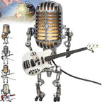 Retro Microphone Robot Desk Lamp LED Table Light Steampunk Ornament Decor Gifts — White — product view