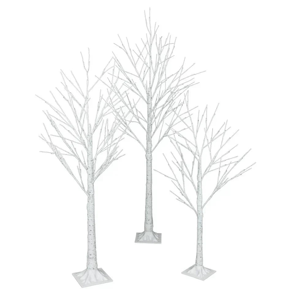 Outdoor 4ft, 6ft, 8ft Birch Christmas Twig Tree Pre Lit Ice Warm White Multi LED — alternate product view 4