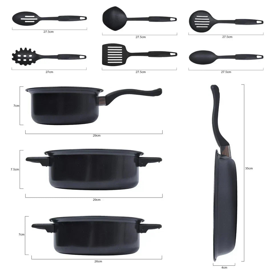 13pcs Cookware Set Pan Pot Non Stick Saucepans Frying Pan Cookware Set Glass Lid — alternate product view 3