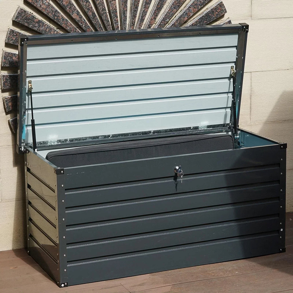 Dark Grey 420L Metal Storage Box Garden Outdoor Shed Utility Cushion Chest Truck — alternate product view 2