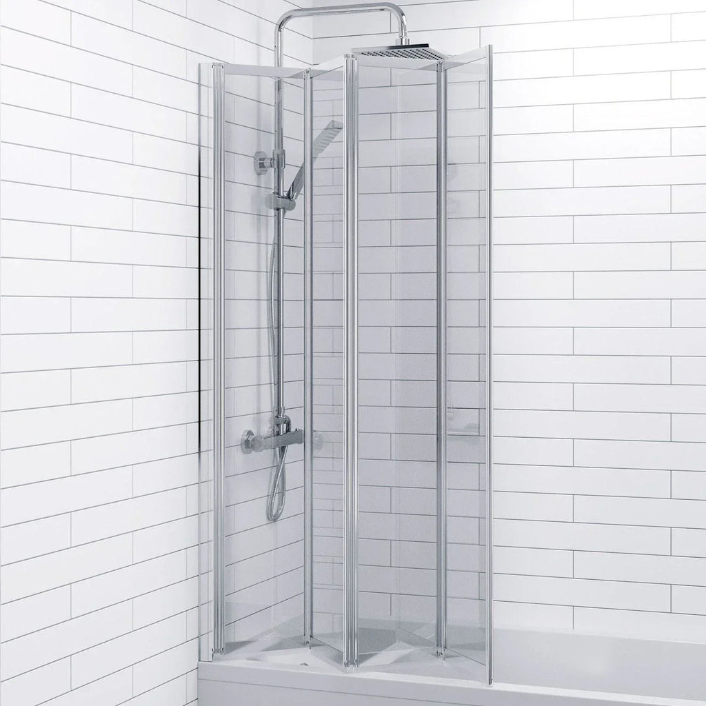 Bathroom 4 Panel Folding Bath Shower Screen Chrome 1000mm Reversible 4mm Glass — alternate product view 3