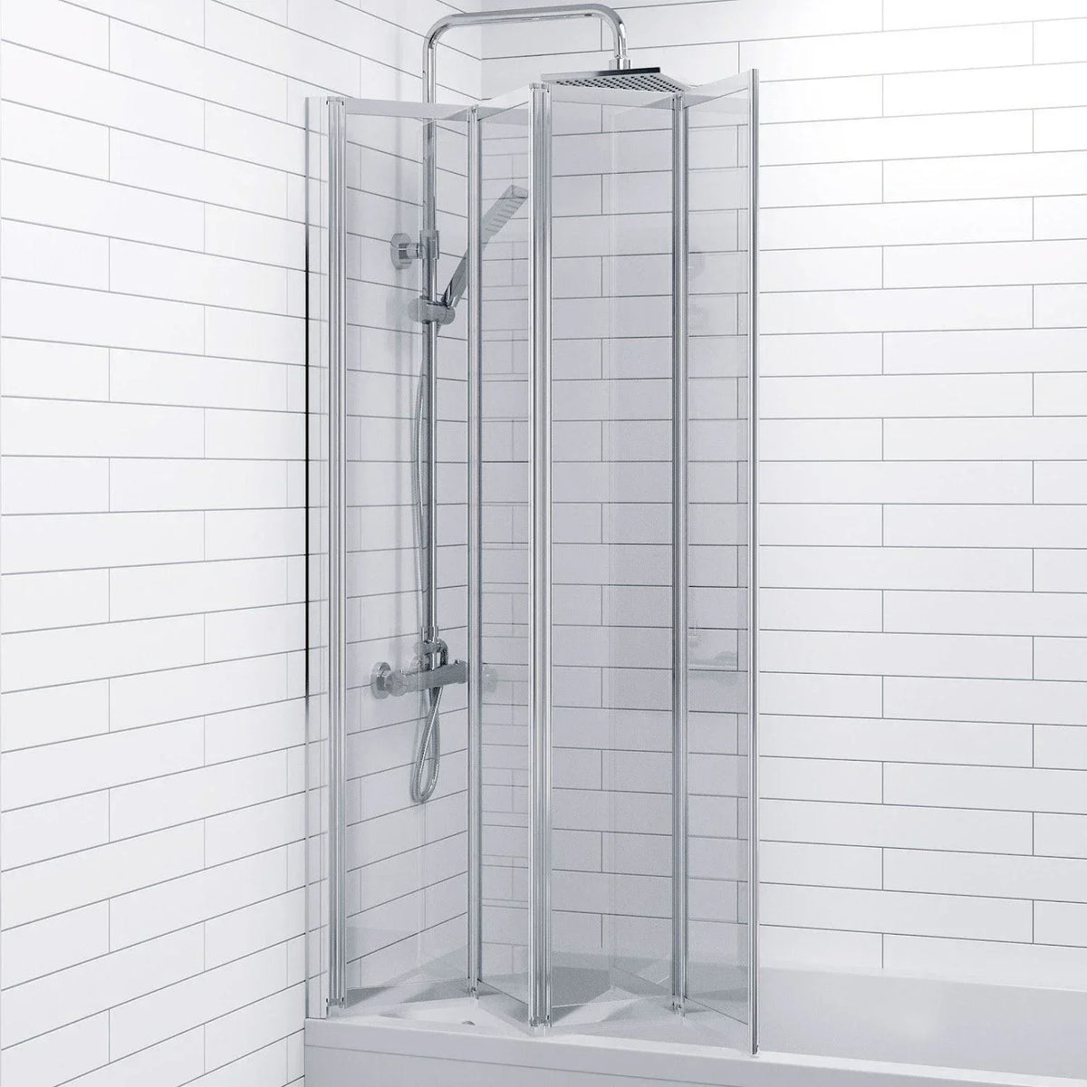 Bathroom 4 Panel Folding Bath Shower Screen Chrome 1000mm Reversible 4mm Glass — alternate product view 3