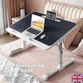 Folding Laptop Table Bed Tray Sofa Lap Desk Note book Stand Adjustable Height UK — Polished Black — product view