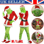 Adult Santa Grinch Costume Xmas Cosplay Men Christmas Santa Fancy Dress Full Set — alternate product view 3