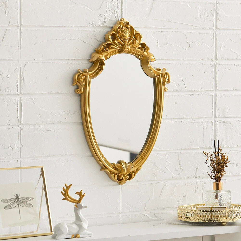 Vintage Ornate Gold Wall Mirror Baroque Carved Framed Hanging Decorative Mirror — alternate product view 3