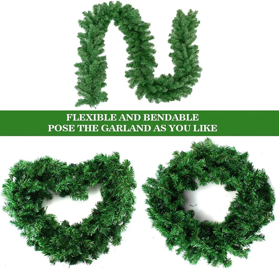 9ft Bushy Pine XMAS Christmas Garland with Lights for Stairs Outdoor Decorations — alternate product view 4