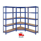 Corner Racking Garage Shelving Kit 5 Tier Heavy Duty Garage Storage Racks — on a clean white background