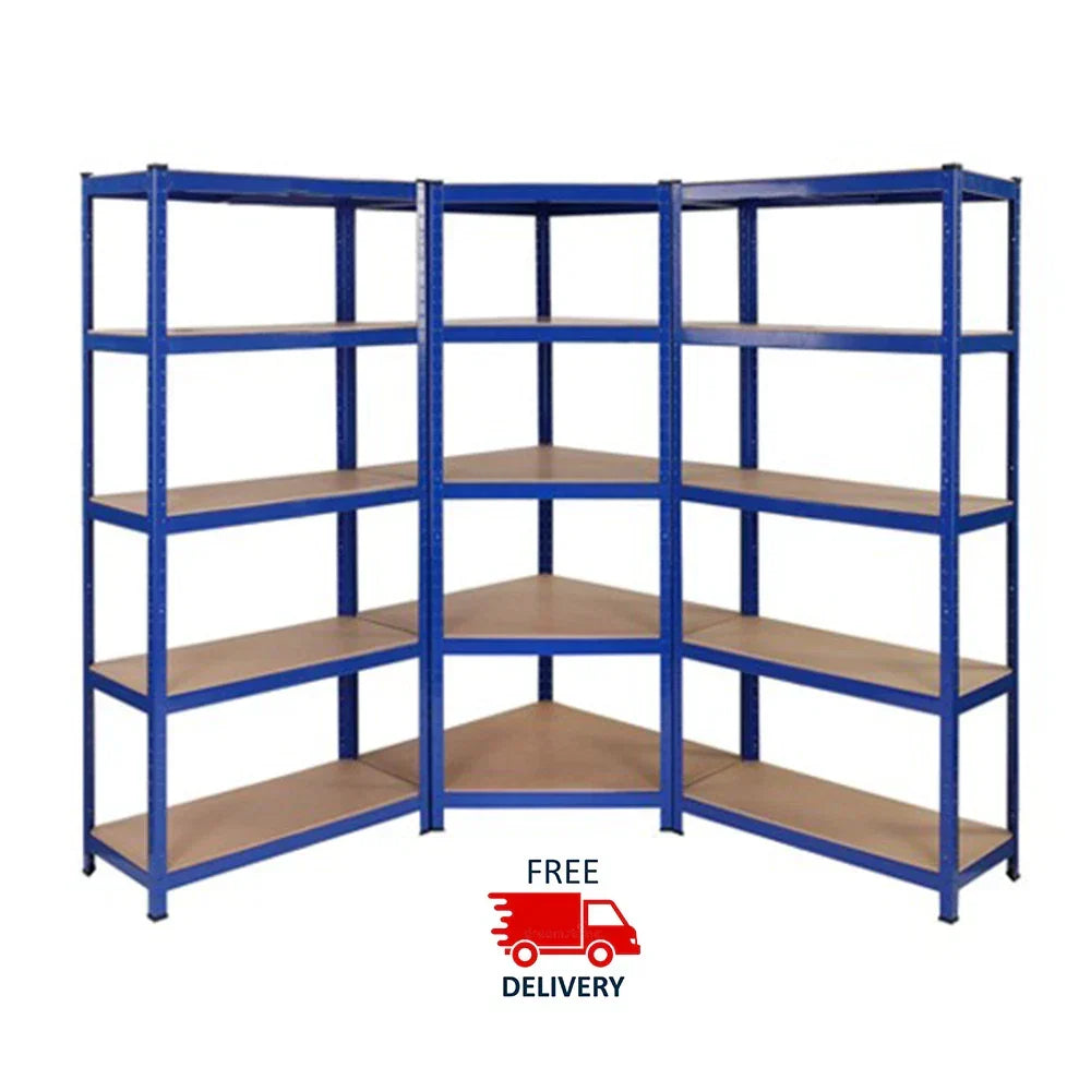 Corner Racking Garage Shelving Kit 5 Tier Heavy Duty Garage Storage Racks — on a clean white background