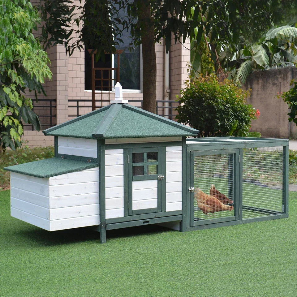 Wood Chicken Coop Pet Poultry Hen House Back yard with Nesting Box Ramp Run — alternate product view 2